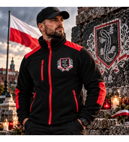 Polar Patriotyczny z Haftem 303, Czarny - czerwony